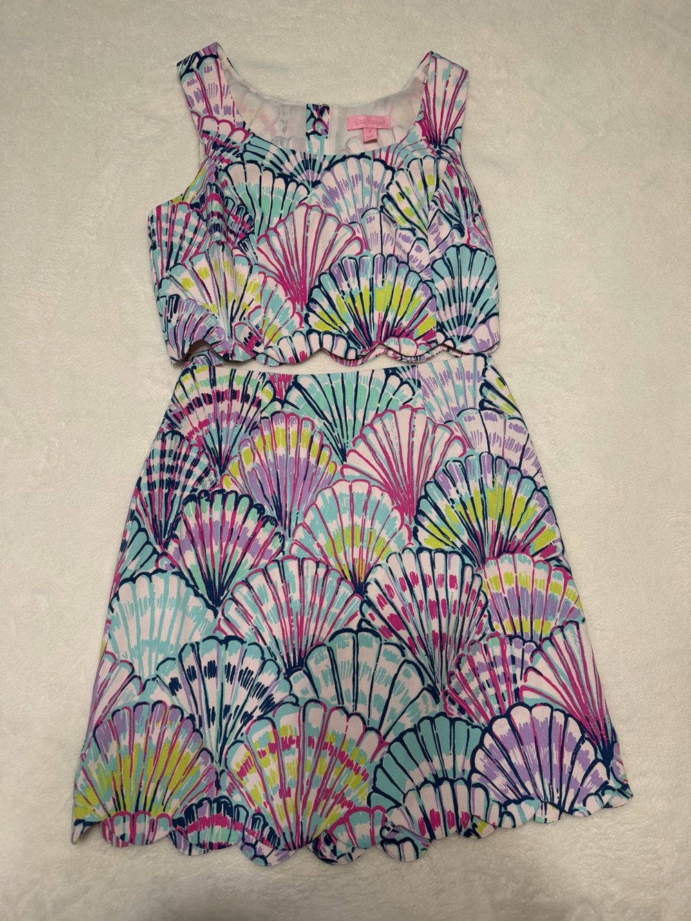 Lilly Pulitzer Cadden Scallop Skirt Set in Oh Shello Size 0/2 Mismatched Size